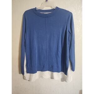 Elements Isaac Mizrahi Live Layered Look Top sz 1X Blue Knit
